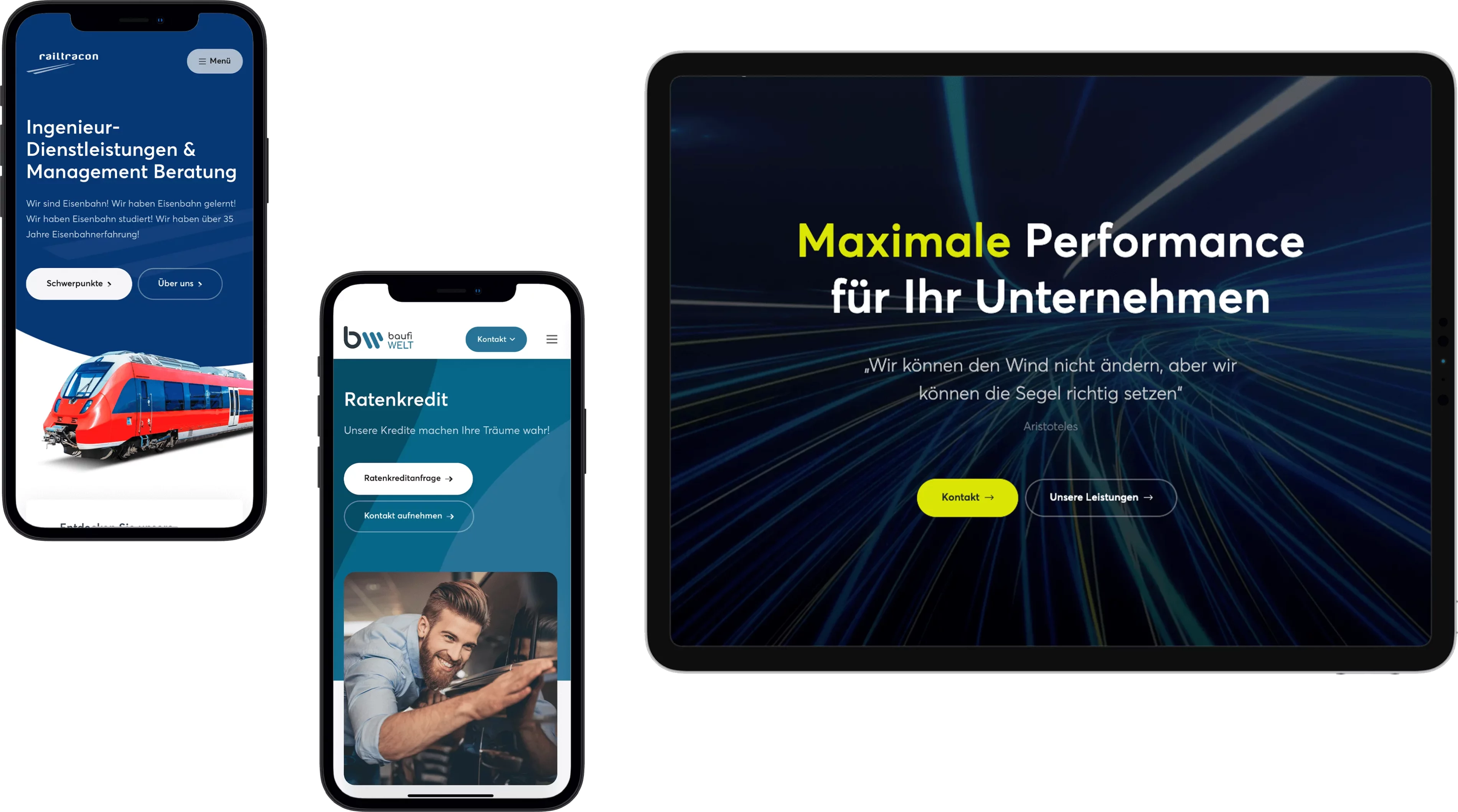 Darstellung verschiedener Gerätegrößen, um die optimale Darstellung moderner Websites im Webdesign Dresden zu demonstrieren.